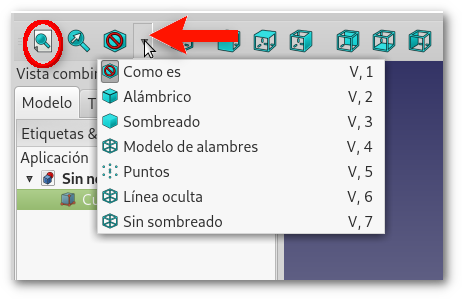 Distintas vistas del objeto: alámbrico, sombreado, puntos